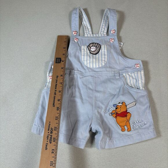 VTG Winnie The Pooh Little Slugger Baseball Overalls 6-9 Months Embroidered - Picture 9 of 9